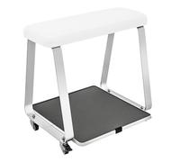 Repose-pieds blanc pour pédicure avec plateau et 4 roulettes, repose-pieds de manucure réglable pour la maison et le salon, capacité de charge de 50 kg et rembourrage de 20 mm pour des soins