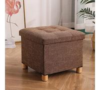 Repose-pieds carré avec rangement, en coton et lin, pour le salon et la chambre à coucher, parfait pour l'organisation de la maison