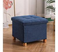 Repose-pieds carré avec rangement, en coton et lin, pour le salon et la chambre à coucher, parfait pour l'organisation de la maison