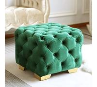 Repose-pieds carré en velours capitonné avec boutons - Repose-pieds carrés capitonnés pour salon ou chambre à coucher