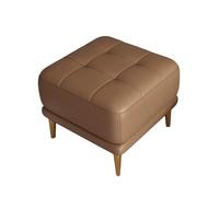 Repose-pieds carré pour changer de chaussures, cuir pour salon, chambre, canapé, bureau, siège rembourré avec pieds dorés (marron café) - Décoration d'intérieur élégante