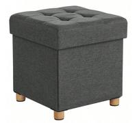 Repose-Pieds, Coffre de rangement, Tabouret, Pieds en bois Massif, avec couvercle 38 x 38 x 40cm Grise foncée Gris
