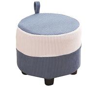 Repose-pieds compact en velours bleu élégant petit banc pour salon et chambre à coucher, design économiseur d'espace, empilable et décontracté, dimensions : 28 x 28 x 25 cm