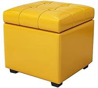 Repose-pieds cube en cuir de qualité supérieure pour salon et chambre à coucher - Design moderne gris et jaune - 60 x 40 x 42 cm et 100 x 40 x 42 cm