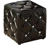 Repose-pieds cube en cuir noir luxueux avec bouton en cristal - Design compact - 105 x 35 x 35 cm - Décoration d'intérieur élégante pour salon, bureau, chambre à coucher