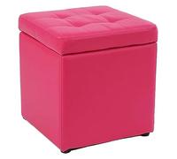 Repose-pieds cube en cuir synthétique - Pouf de rangement - Banc - Coffre à jouets avec charnière sur le dessus - Boîte de rangement pour la maison