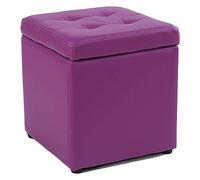 Repose-pieds cube en cuir synthétique - Pouf de rangement - Banc - Coffre à jouets avec charnière sur le dessus - Boîte de rangement pour la maison