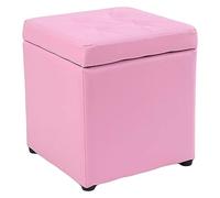 Repose-pieds cube en cuir synthétique - Pouf de rangement - Banc - Coffre à jouets avec charnière sur le dessus - Boîte de rangement pour la maison