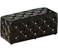 Repose-pieds cube moderne en cuir avec rangement élégant pour salon et chambre à coucher, grande taille, 35 x 35 x 35 cm, disponible en blanc et noir avec bouton en cristal