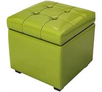 Repose-pieds cube moderne en cuir de qualité supérieure pour salon et chambre à coucher, design élégant gris et vert, 60 x 40 x 42 cm, solution de rangement polyvalente