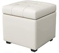 Repose-pieds cube moderne en cuir de qualité supérieure pour salon et chambre à coucher, design élégant, gris, 60 x 40 x 42 cm, meuble de maison polyvalent et fonctionnel