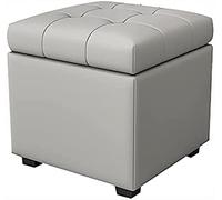 Repose-pieds cube moderne en cuir gris de qualité supérieure pour salon et chambre à coucher, siège multifonction élégant et rangement 60 x 40 x 42 cm, décoration d'intérieur parfaite.