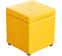 Repose-pieds cube pour pieds de repos, tabouret de canapé, tabouret de rangement en cuir synthétique, pouf banc, boîte à jouets avec charnière sur le dessus, boîte de rangement, pouf coffre, noir 30 x