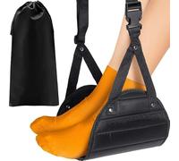Repose-pieds d'avion avec sangles réglables extra longues, support de jambe de voyage, boucle à dégagement rapide, 45,7 x 22,9 cm, noir