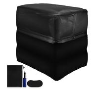 Repose-Pieds d'avion Gonflable Réglable en PVC Noir pour Jambes | Voyage Long-courrier, Train et Bureau, Paquet de Rangement et Pompe Inclus