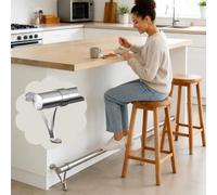 Repose-Pieds de Bar Barre Repose-pieds de Bar (1 à 5 m) avec Supports, Repose-pieds en Métal Brossé pour Un Confort Accru, Barre Acier Inoxydable pour Îlot Cuisine(Silver,470cm/15.4ft)