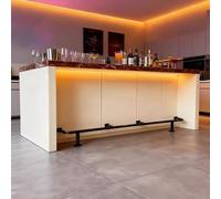 Repose-pieds de bar Kit de Rail de repose-pieds de barre, tige de repose-pieds en métal pour le bureau de cuisine, supports de Support de pied en Tube carré sur pied(Black,L 590cm/19.4ft)