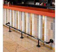 Repose-Pieds de Bar Kit de Repose-pieds de Bar en Acier Inoxydable, Système Mural avec Supports, Repose-pieds Robuste Comptoir Bar (usage Commercial Ou Domestique)(Black,16.1ft/4.9m)