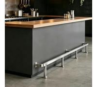 Repose-Pieds de Bar Long Repose-pieds en Acier Inoxydable pour Îlot de Cuisine, avec Raccordement Par Manchon Interne Invisible et Supports De Fixation Sécurisés(Silver,157in/4m)