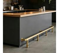 Repose-Pieds de Bar Long Repose-pieds en Acier Inoxydable pour Îlot de Cuisine, avec Raccordement Par Manchon Interne Invisible et Supports De Fixation Sécurisés(Gold,59in/1.5m)