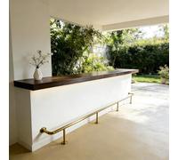 Repose-pieds de Bar Rail Barre Repose-pieds Tube Brossé Longueurs 91, 122, 152, 183, 213 cm Kit Complet Repose-pieds Tubulaire Extérieur Quincaillerie Fixation Sol Îlot Cuisine(108cm/3.5ft)