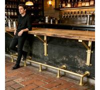Repose-pieds de Bar Rail Kit Repose-pieds Couleur Champagne Doré, Repose-pieds Rond Mural Sol pour Îlot Cuisine, Accessoires pour Repose-pieds Comptoir D'hôtel Café(80cm(31 1/2"))