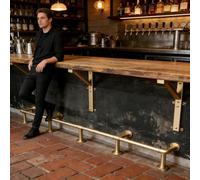 Repose-pieds de Bar Rail Kit Repose-pieds Couleur Champagne Doré, Repose-pieds Rond Mural Sol pour Îlot Cuisine, Accessoires pour Repose-pieds Comptoir D'hôtel Café(240cm(94 1/2"))