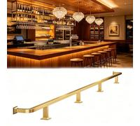 Repose-pieds de Bar Rail Repose-pieds de Bar Commercial Montage Sous Comptoir, Kit de Quincaillerie Repose-pieds Carré Restaurant Or Brossé, Barre Repose-pieds Bar Domicile(91cm/3.0ft)
