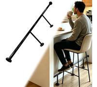 Repose-Pieds de Bar Repose-pieds de Bar Robuste en Acier Inoxydable, Support Amélioré pour Un Confort Accru, Tube Industriel pour Îlot de Cuisine Ou Pub(Black,470cm/15.4ft)