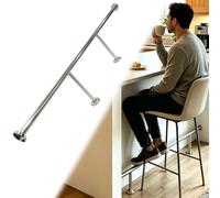 Repose-Pieds de Bar Repose-pieds de Bar Robuste en Acier Inoxydable, Support Amélioré pour Un Confort Accru, Tube Industriel pour Îlot de Cuisine Ou Pub(Silver,470cm/15.4ft)