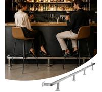 Repose-Pieds de Bar Repose-pieds de Bar Robuste Fixation Murale, Tube en Acier Inoxydable avec Doubles Supports, Repose-pieds Confortable pour Bar Ou Restaurant(Silver,470cm/15.4ft)