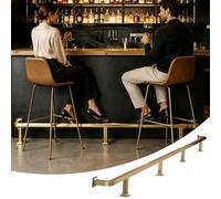 Repose-Pieds de Bar Repose-pieds de Bar Robuste Fixation Murale, Tube en Acier Inoxydable avec Doubles Supports, Repose-pieds Confortable pour Bar Ou Restaurant(Gold,470cm/15.4ft)