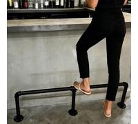 Repose-pieds de Bar Repose-pieds Industriel Noir en Tuyau Tubulaire, Repose-pieds à Fixer au Sol Sous un Bureau, Kit de Repose-pieds Gain de Place pour Comptoir(80cm/2.6ft)