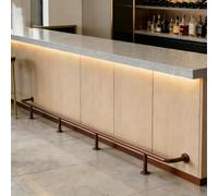 Repose-Pieds de Bar, Repose-Pieds Mural Personnalisable de 2,25 m (7,4 pi) - Supports de Repose-Pieds durables pour la Maison et Le Restaurant - Élégante rambarde carrée Marron sous comptoir
