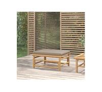 Vidaxl Repose-Pieds De Jardin Avec Coussin Taupe Bambou