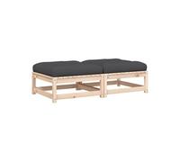 Repose-pieds de jardin avec coussins 2 pièces bois de pin massif