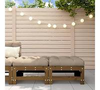 Repose-pieds de jardin en bois massif avec coussins moelleux, lot de 2 marron miel, tabouret de patio pour terrasse et exterieur, cadre robuste, design modulaire, confortable et stable, max 110 kg