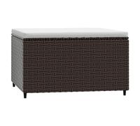 Repose-pieds de jardin en polyrotin marron avec coussin, pouf terrasse | Polyrotin PE, cadre en acier enduit de poudre, conception modulaire, instructions de montage, extérieur uniquement