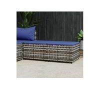 vidaXL Repose-Pieds de Jardin et Coussins 2 pcs Gris résine tressée, Pouf, Pouf Ottoman, Tabouret de Jardin, Repose-Pieds, Repose-Pieds extérieur
