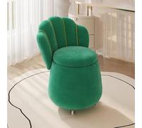 Repose-Pieds De Rangement 60cm De Haut Coiffeuse en Velours Siège Pouf Canapé Tabouret Chaise D’Assise De Luxe avec Dossier Haut pour Chambre Salon, Green, with Wheels
