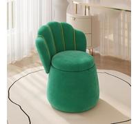 Repose-Pieds De Rangement 60cm De Haut Coiffeuse en Velours Siège Pouf Canapé Tabouret Chaise D’Assise De Luxe avec Dossier Haut pour Chambre Salon, Green, Without Wheels