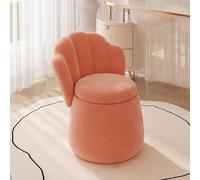 Repose-Pieds De Rangement 60cm De Haut Coiffeuse en Velours Siège Pouf Canapé Tabouret Chaise D’Assise De Luxe avec Dossier Haut pour Chambre Salon, Orange, Without Wheels