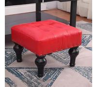 Repose-pieds en cuir vert pour salon, tabouret bas rembourré avec pieds en bois, repose-pieds rembourré, tabouret de change polyvalent pour vestiaire