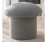 Repose-pieds en forme de champignon élastique et confortable en bois de pin, pouf rond doux pour décoration de salon, repose-pieds gris simple pour canapé et usage domestique