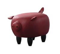 Repose-pieds en similicuir avec pieds en bois pour chambre à coucher et salon Motif cochon