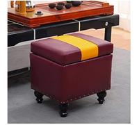 Repose-Pieds en Similicuir, Pouf de Rangement, Coffre à Jouets, Tabouret rembourré, Banc cubique pour Salon, décoration d'intérieur (Jaune A)