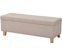 Repose-pieds en tissu de lin avec boîte de rangement, banc ottoman, entièrement assemblé, 120 cm x 40 cm x 42 cm, décoration d'intérieur