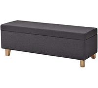 Repose-pieds en tissu de lin avec boîte de rangement, banc ottoman, entièrement assemblé, 120 cm x 40 cm x 42 cm, décoration d'intérieur