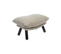 Repose-pieds en tissu gris clair, rectangulaire, assise 100% polyester, pieds en hêtre laqué noir - Zuiver, Lazy - 52x78x46 cm