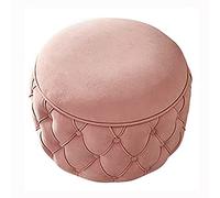 Repose-pieds en velours - Pouf de rangement rond - Tabouret de rangement moderne - Ottoman pour salon, chambre à coucher - Pouf de qualité supérieure avec rangement - Jaune 48 x 48 x 43 cm